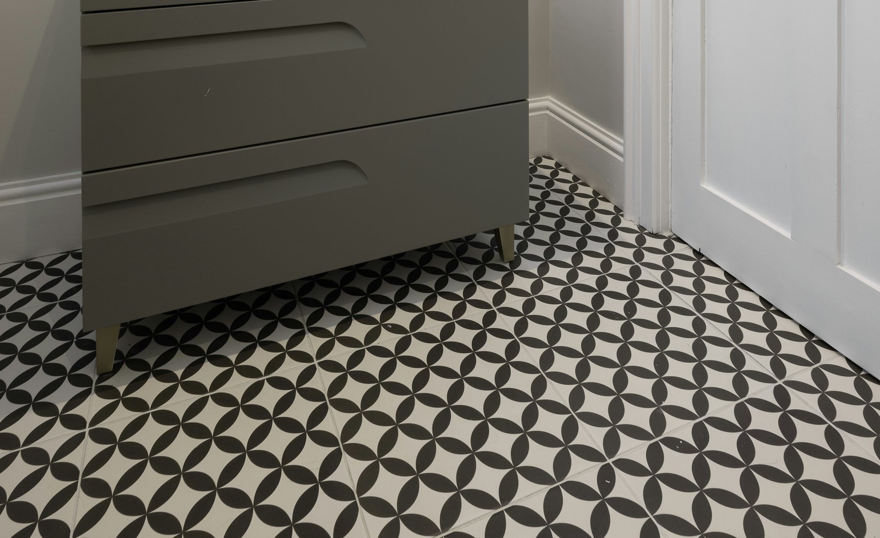 Patterned porcelain floor