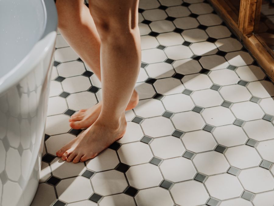 Octagon and dot floor tile