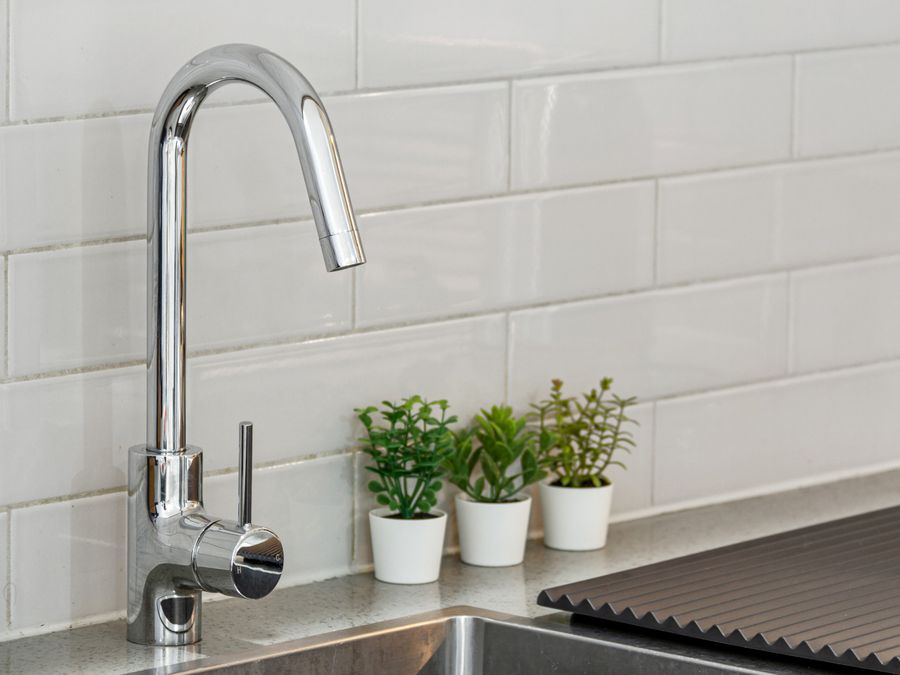 Classic white subway backsplash